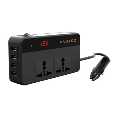 Vantro Car Power Inverter 200W with 4 USB & 2 AC Port with Digital Display and QC3.0