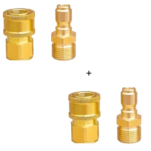 Vantro M22X15 Brass Quick Connector for Pressure Washer (Quick Coupling Motor to Output Hose Pipe & Gun to Output Hose Pipe)